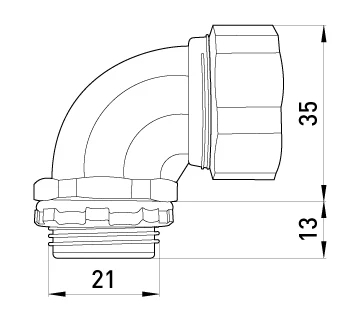 ANGLE INPUT JOINT E.MET.ANGLE.STAND.SLDX.18 FOR METAL sleeve /corruption/ 18MM, E.NEXT
