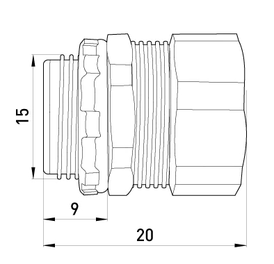 STRAIGHT INLET JOINT E.MET.DIR.STAND.SLDX.08 FOR METAL SLEEVE /CORRUBATED/ 8MM E.NEXT