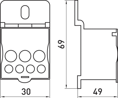 DISTRIBUTION BLOCKS E.SN.PRO. 80 FOR DIN-BAR, 80A (INPUT 1*6,,,16 MM²/OUTPUT 4*2,5...6, 2*2,5...16 MM²) E.NEXT