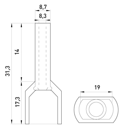 CABLE terminal, insulated E.TERMINAL.STAND TE.2.16.GREY (TE16-14GREY) 2×16 mm², GREY, E.NEXT