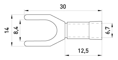 CABLE terminal, insulated, FORK E.TERMINAL.STAND.SV.5,5.8.YELLOW 4-6 MM2, yellow, E.NEXT