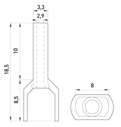 CABLE TERMINAL INSULATED E.TERMINAL.STAND.TE.2.2.5. (TE2510 RED) 2X2.5 MM, RED E.NEXT