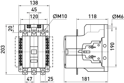 CONTACTOR E.INDUSTRIAL.UKC.180.230, 180A, 230V, 1NO+1NC E.NEXT