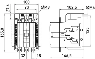 КОНТАКТОР E.INDUSTRIAL.UKC.100.380, 100А, 380V 1NO+1NC E.NEXT