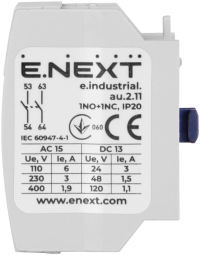 Additional contact E.INDUSTRIAL.AU.2.11, 1NO+1NC, E.NEXT
