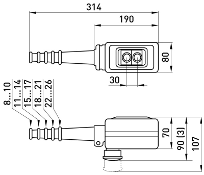 2 button 2 speeds + STOP WITH locking XAC-A2913K HOIST control, E.NEXT