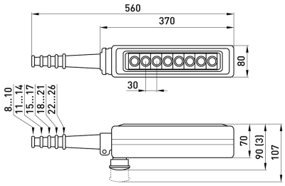 HOIST CONTROL WITH 8 BUTTONS + STOP E.CS.STAND.XAC.A.8813, 8NO+9NC E.NEXT