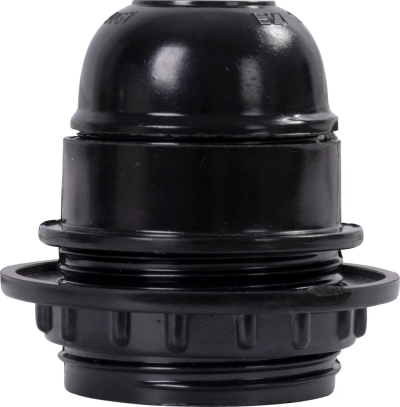 E27 Bakelit Lampenfassung mit Mutter, schwarz E.Lamp Socket With Nut.E27.BK.BLACK E.NEXT