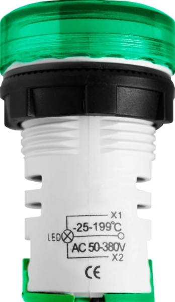 ИНДИКАТОР ЗА ТЕМПЕРАТУРА LED E.AD22.TEMP, Ø22ММ, AC 80-380V, -25…+199 °C ЗЕЛЕН E.NEXT