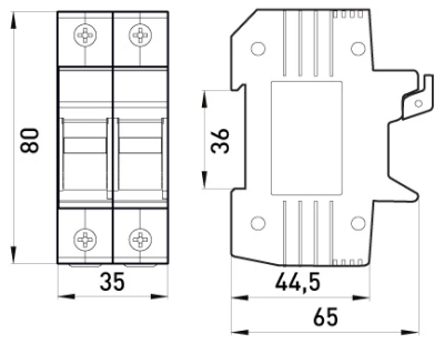FUSE holder FOR DIN RAIL E.FUSE.1038.H2, FOR FUSES 10×38, 2P, 32 A, E.NEXT