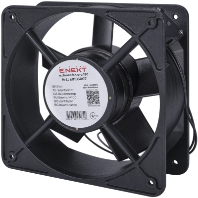Ventilator pentru tablouri electrice e.climat.fan.pro.180, 180x180x65 mm, 45 W, AC 230 V, E.NEXT