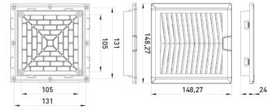 Grilă filtrantă pentru tablouri electrice e.climat.filter.pro.152, pentru ventilator 120×120 mm, IP54, E.NEXT