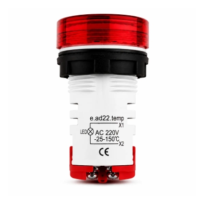 ИНДИКАТОР ЗА ТЕМПЕРАТУРА LED E.AD22.TEMP, Ø22ММ, AC 80-230V, -25…+150 °C ЧЕРВЕН E.NEXT