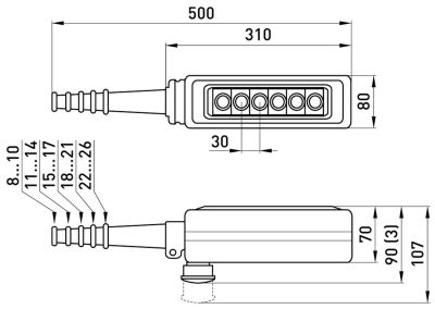 REMOTE CONTROL WITH 6 BUTTONS + STOP E.CS.STAND.XAC.A.6813, 6NO+7NC E.NEXT