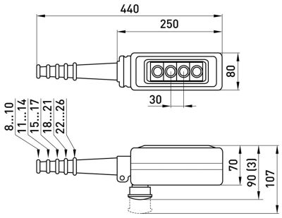 REMOTE CONTROL, WITH 4 BUTTONS E.CS.STAND.XAC.A.481, 4NO+ 4NC E.NEXT