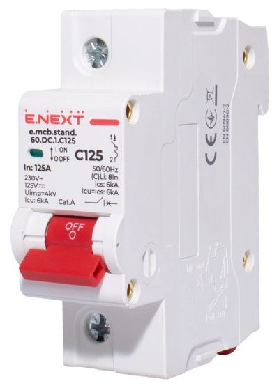 Întrerupător modular e.mcb.stand.60.DC.1.C125, 1p, 125A, C, 6kA, DC E.NEXT